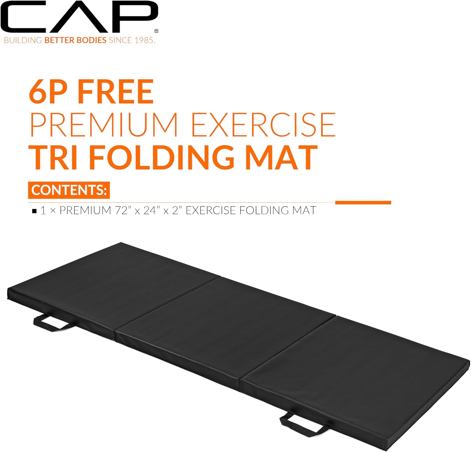 All Purpose Folding anti Tear Exercise Training Aerobic Fitness Gym & Gymnastics Balance Mat. 72''L X 24''W X 2''Thick. BLACK